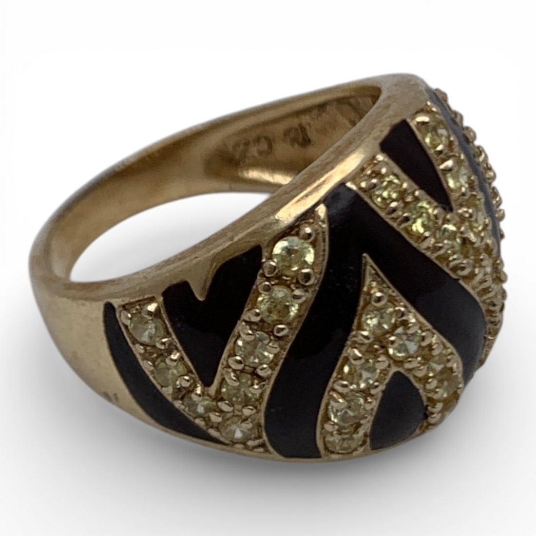 Sterling Gold Tone Enameled Ring - 4