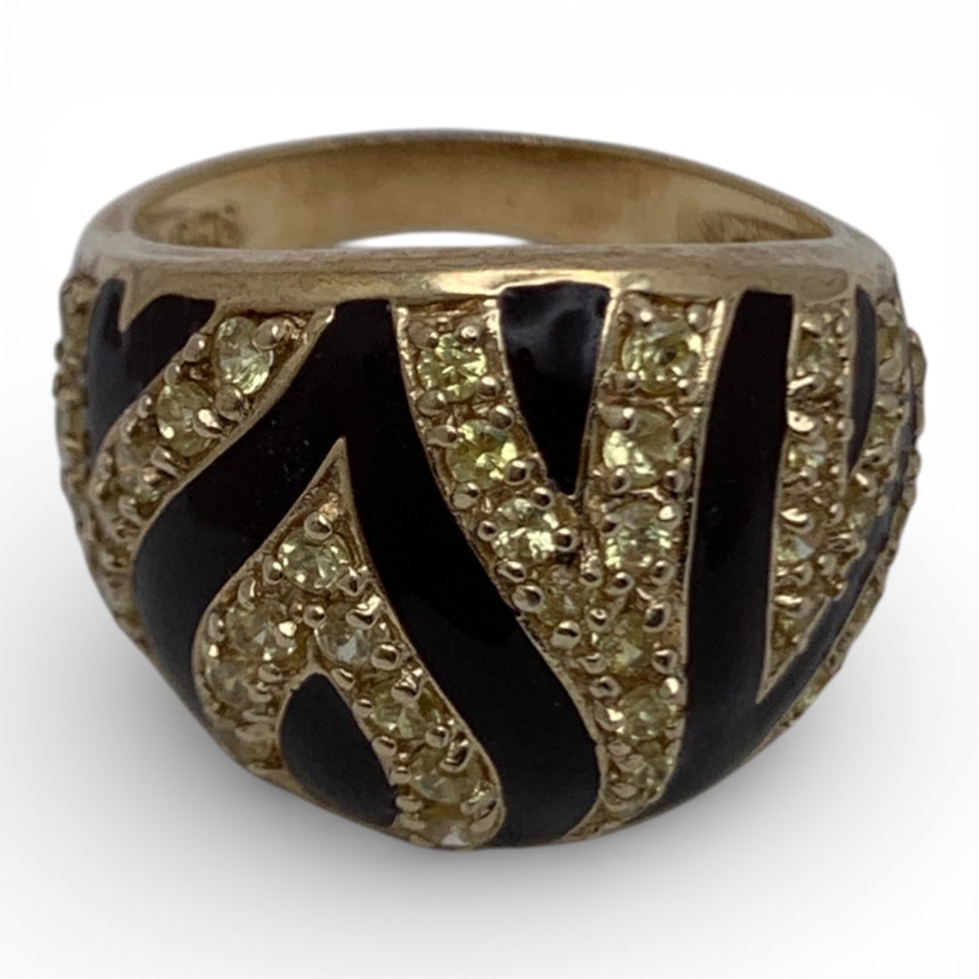 Sterling Gold Tone Enameled Ring - 5