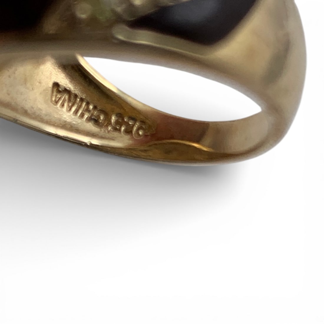 Sterling Gold Tone Enameled Ring - 6