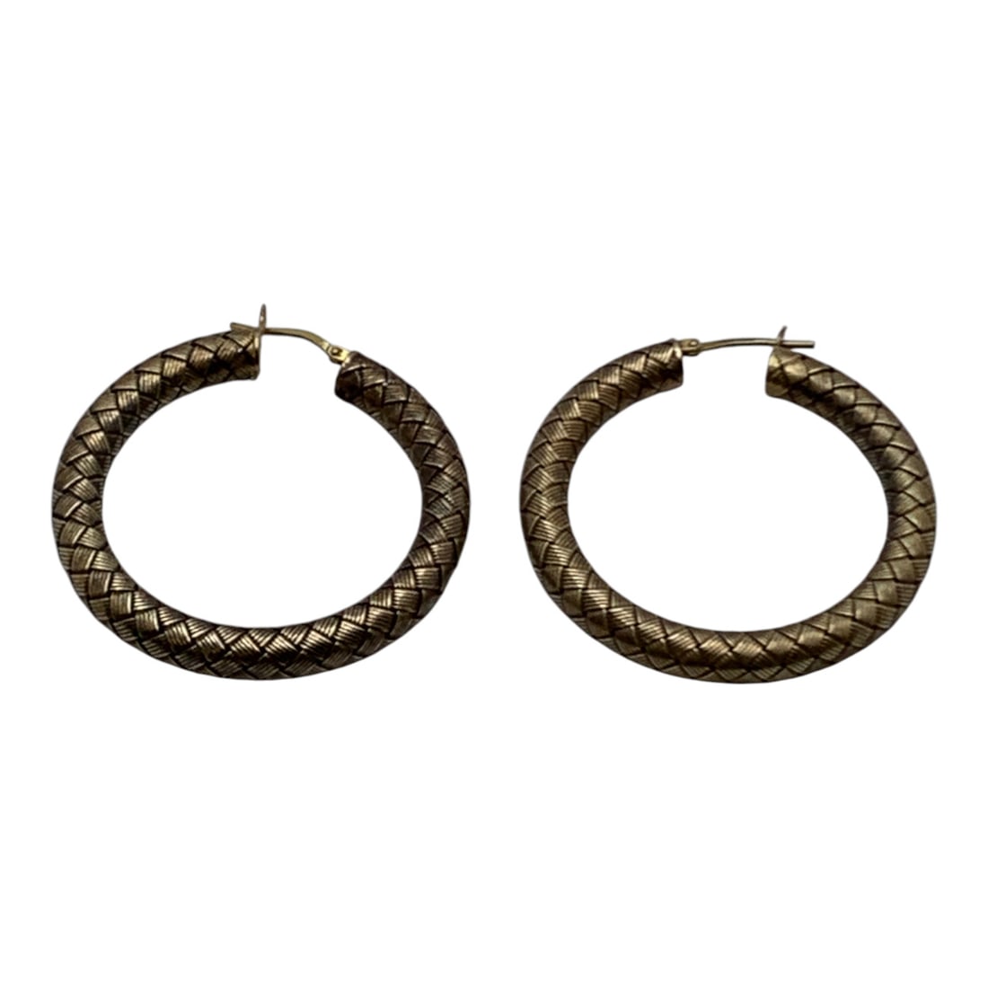 Sterling Silver Gold Tone Hoop Earrings: Marked 925 - 1 5/8" Long - 10.2 Grams