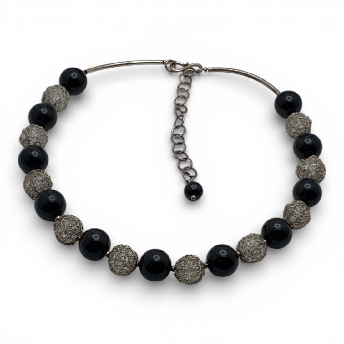 Sterling Silver Beaded Necklace - 5