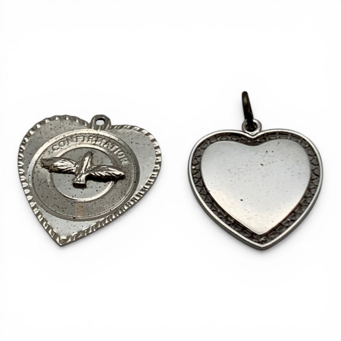 2 Sterling Silver Heart Pendants: Marked 925 - 1" Long - 7.8 Grams