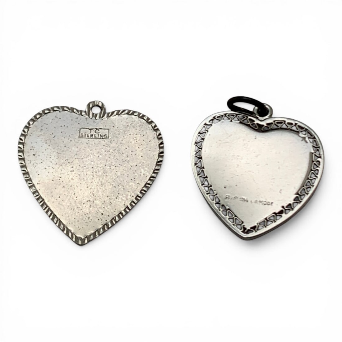 2 Sterling Silver Heart Pendants - 2
