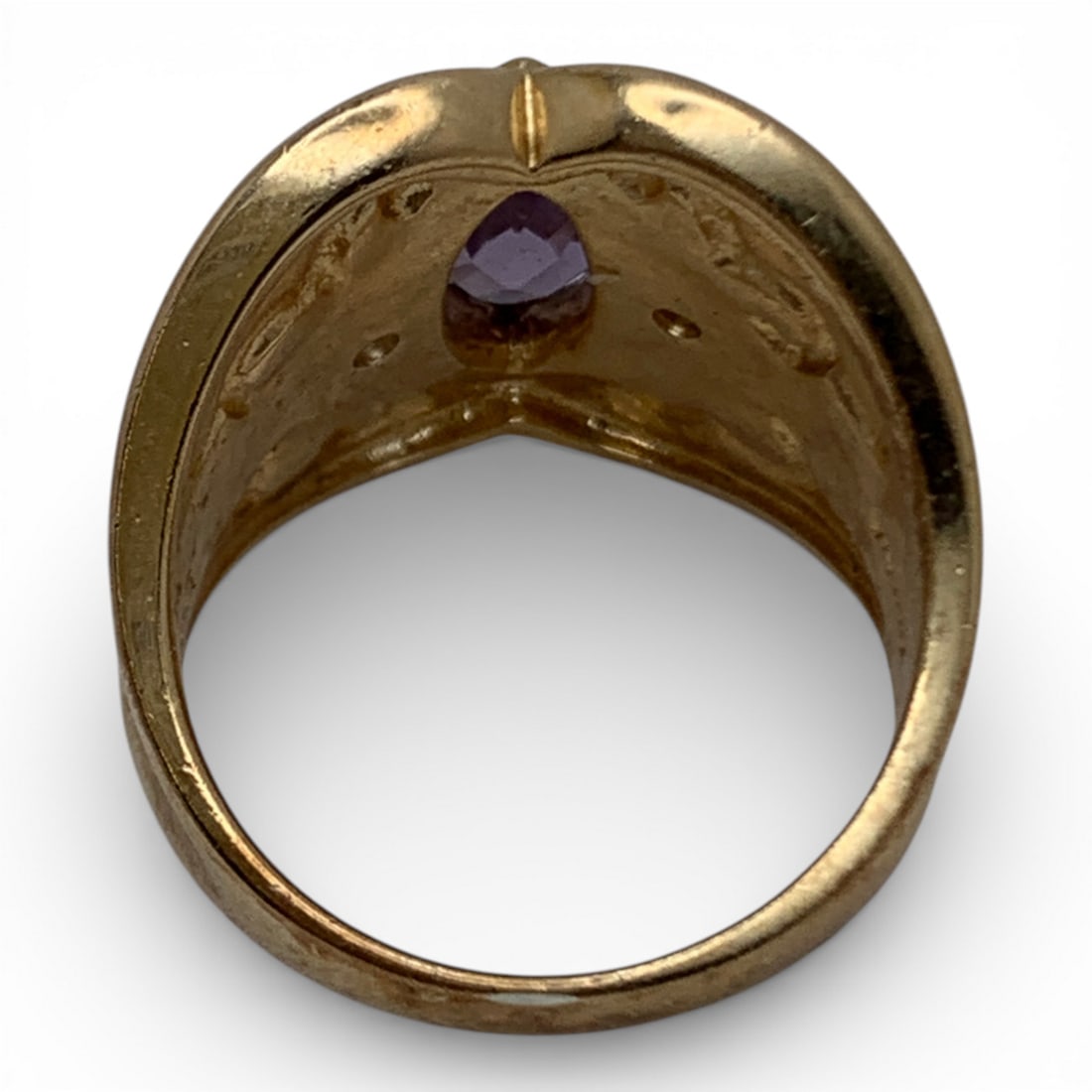 Sterling Silver Gold Tone Ring With Stone - 2