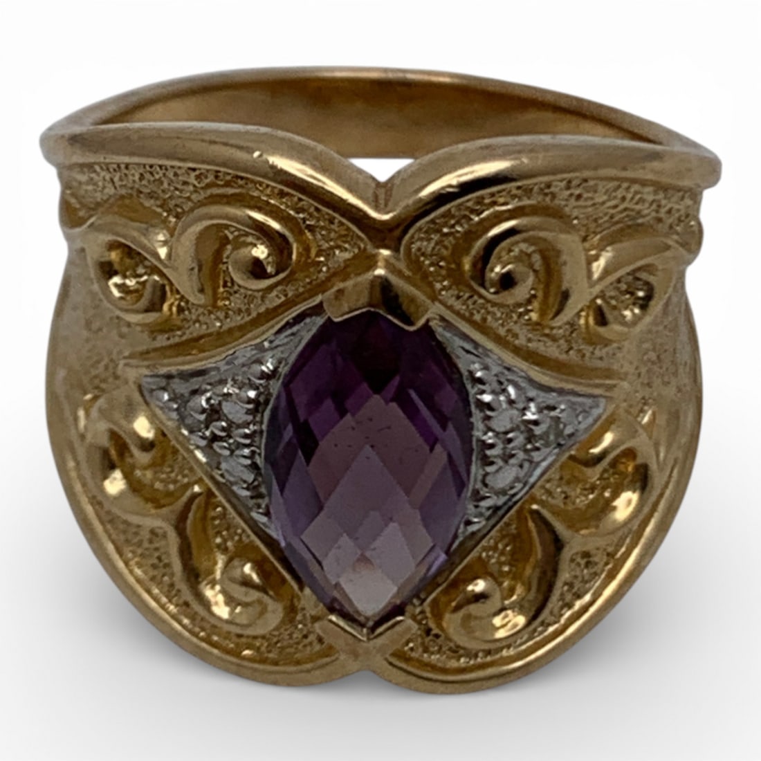 Sterling Silver Gold Tone Ring With Stone - 5