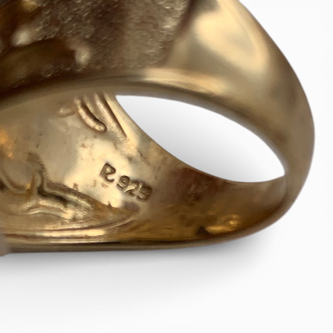 Sterling Silver Gold Tone Ring With Stone - 6