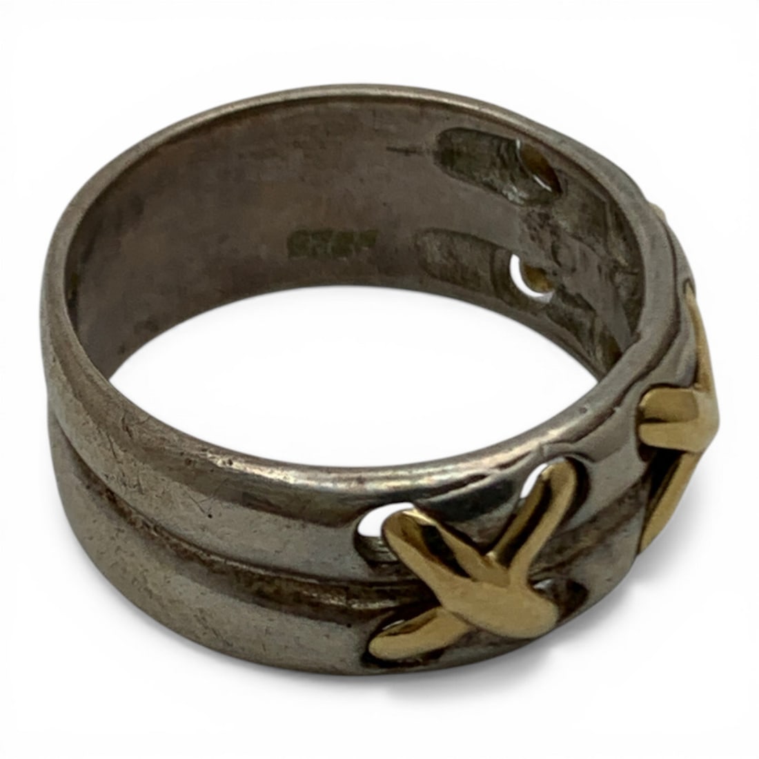 Sterling Silver & 18k Gold Ring - 4