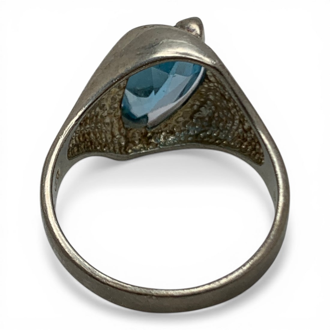 Sterling Silver & Blue Stone Ring - 2