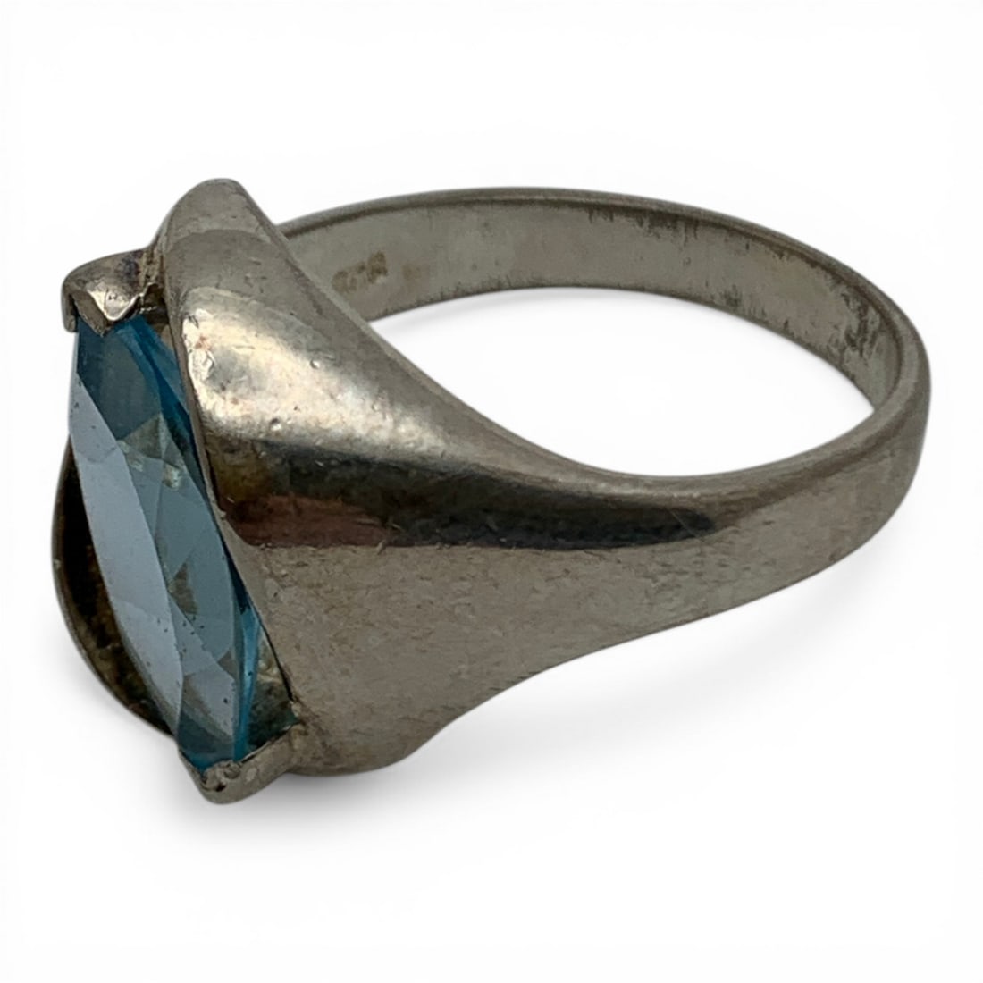 Sterling Silver & Blue Stone Ring - 3