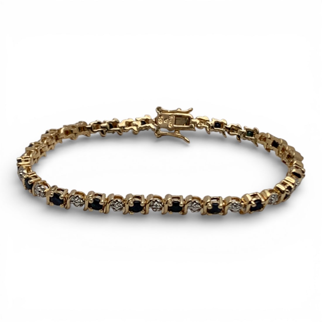 Sterling Silver & Sapphire Gold Tone Bracelet (1 of 4)