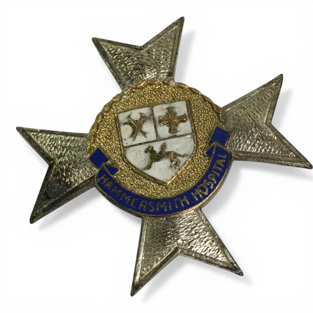 Hammersmith Hospital Enameled Pin: 1.5" Diameter.