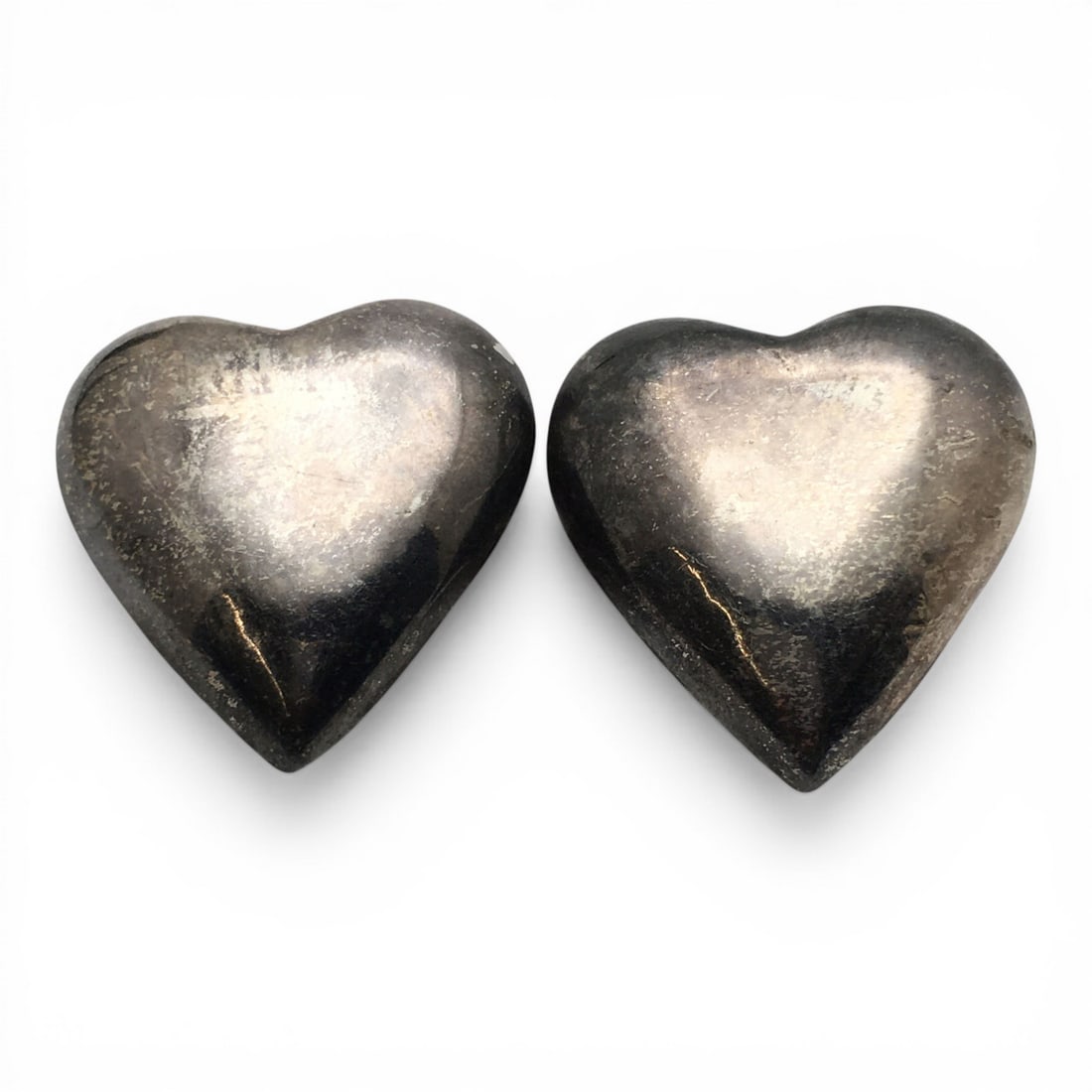 Silver Heart Earrings: Tests Silver - 1 3/8" Long - 15.6 Grams