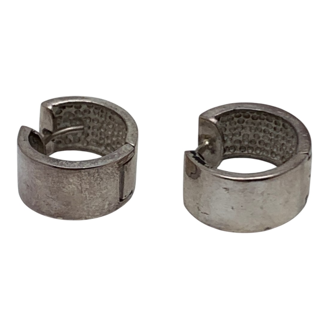 Pair Of Sterling Silver Hoop Earrings: Marked 925 - 1/2" Long - 5.7 Grams