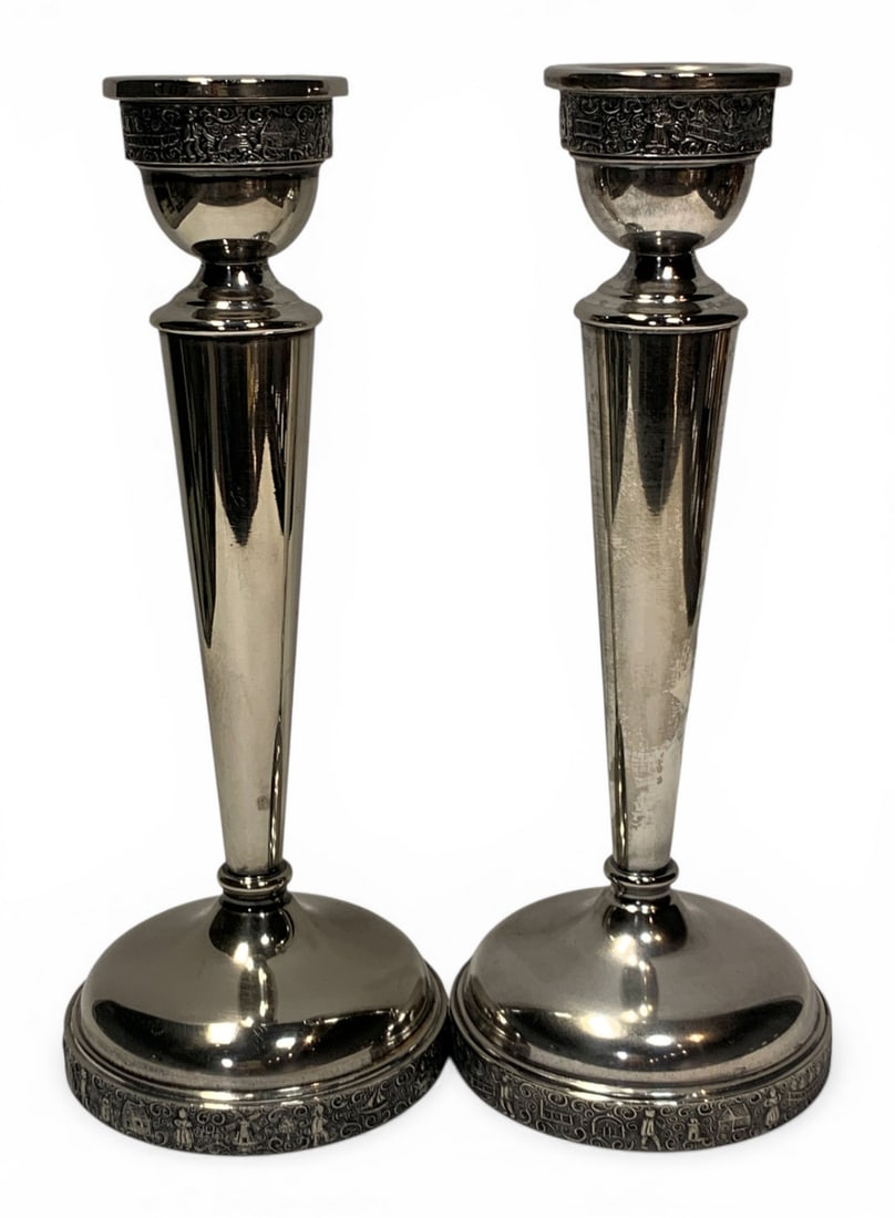 Pair Of Silver Plate Candle Sticks (1 of 11)