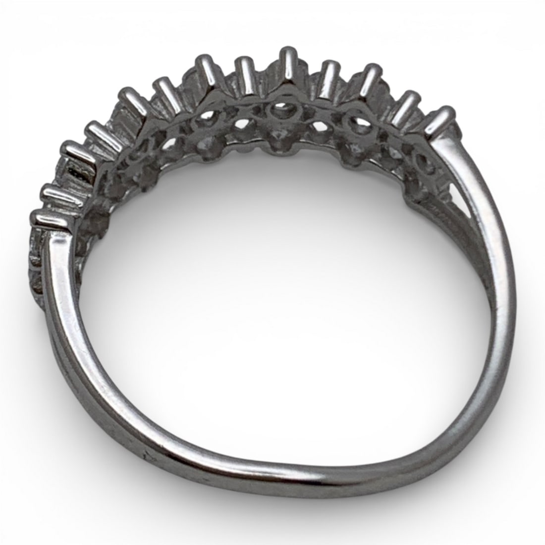 Sterling Silver Ring With Clear Stones - 2