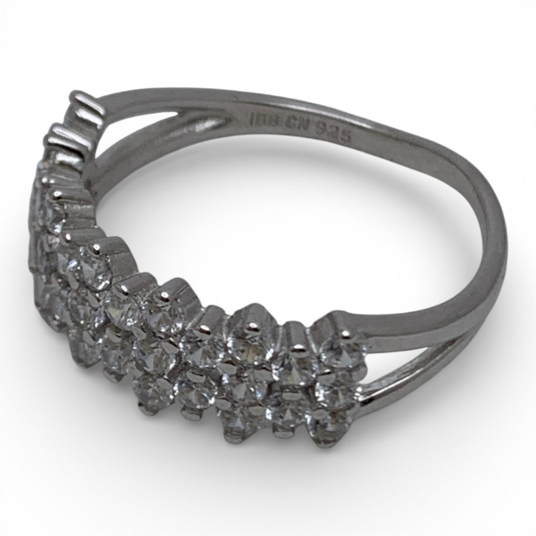 Sterling Silver Ring With Clear Stones - 3