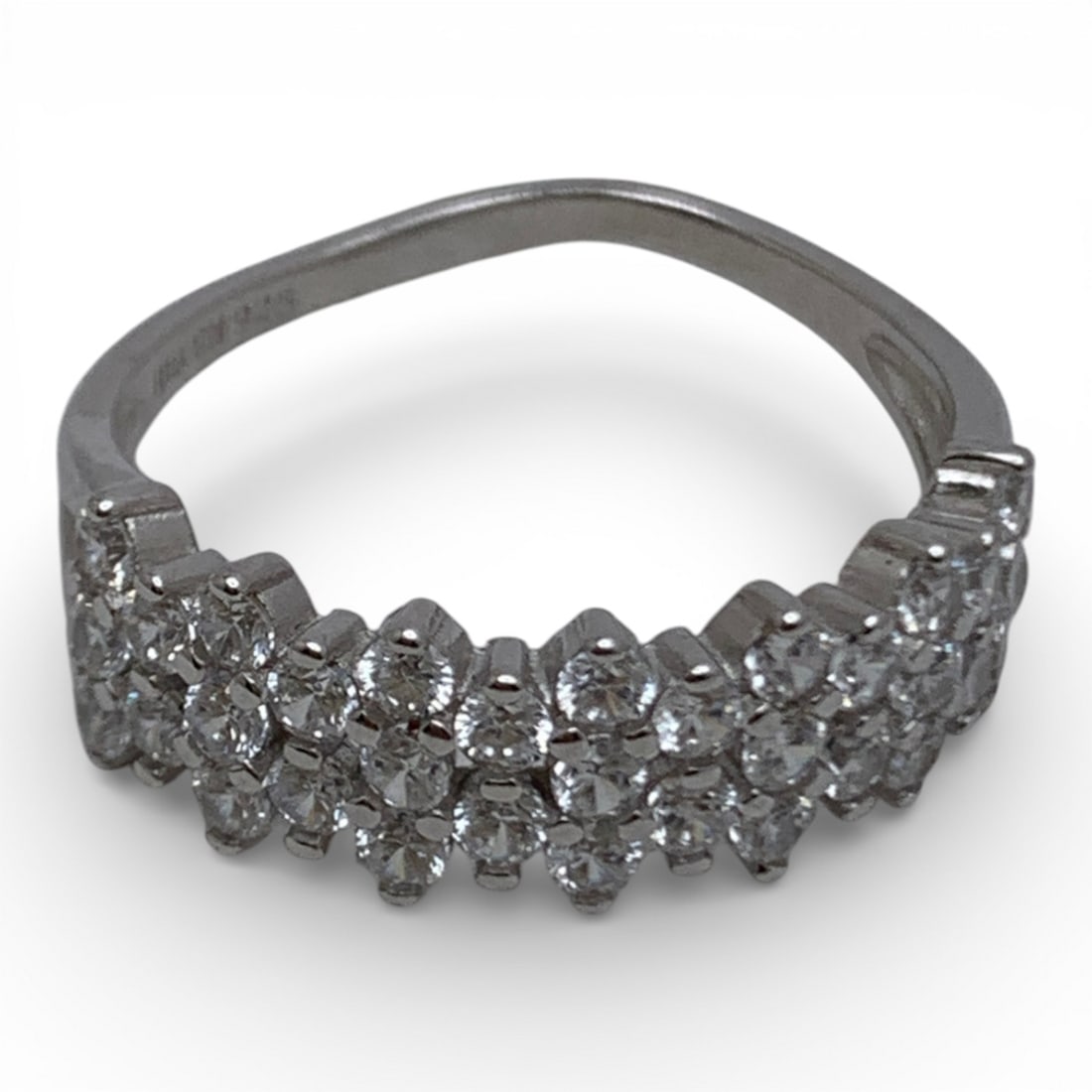 Sterling Silver Ring With Clear Stones - 5