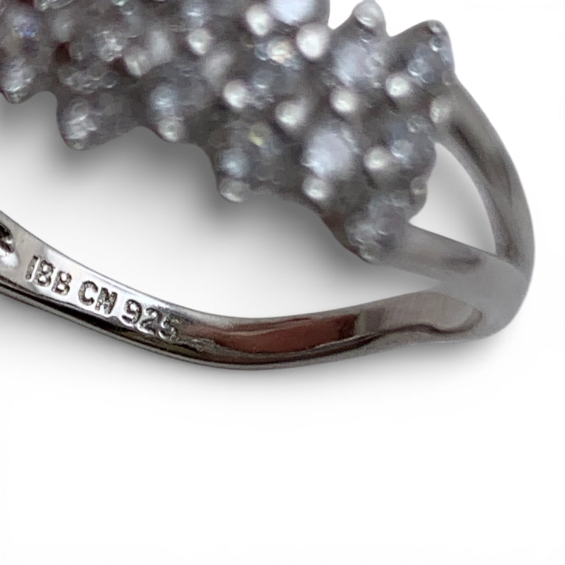 Sterling Silver Ring With Clear Stones - 6