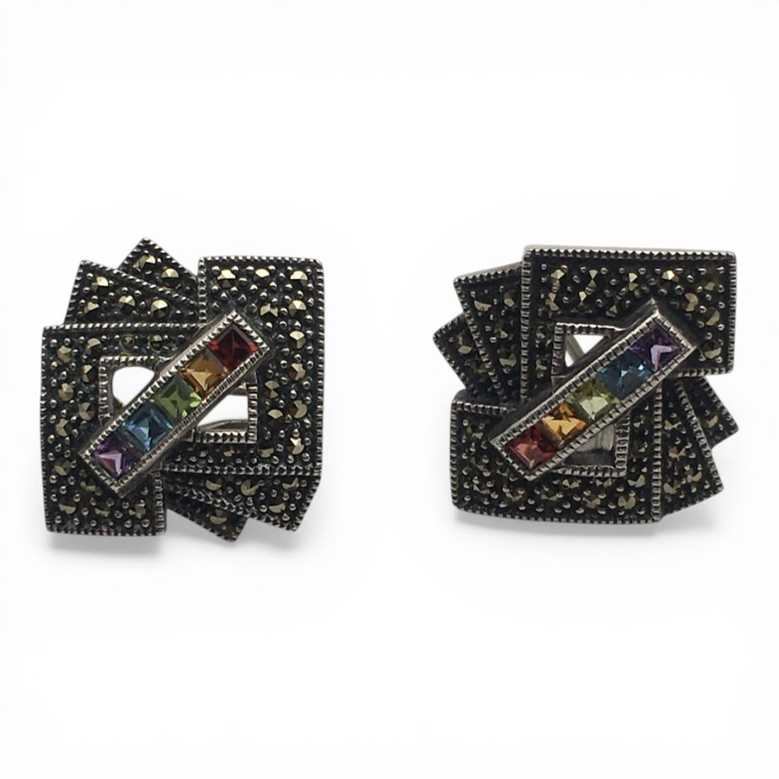 Sterling Silver Colored Stone Earrings - 3