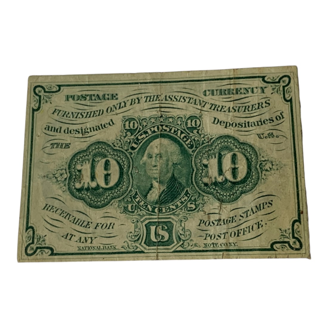 10 Cents Postage Currency Note, 1st Issue: See Photos