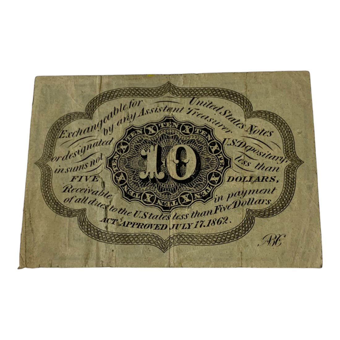 10 Cents Postage Currency Note, 1st Issue - 2