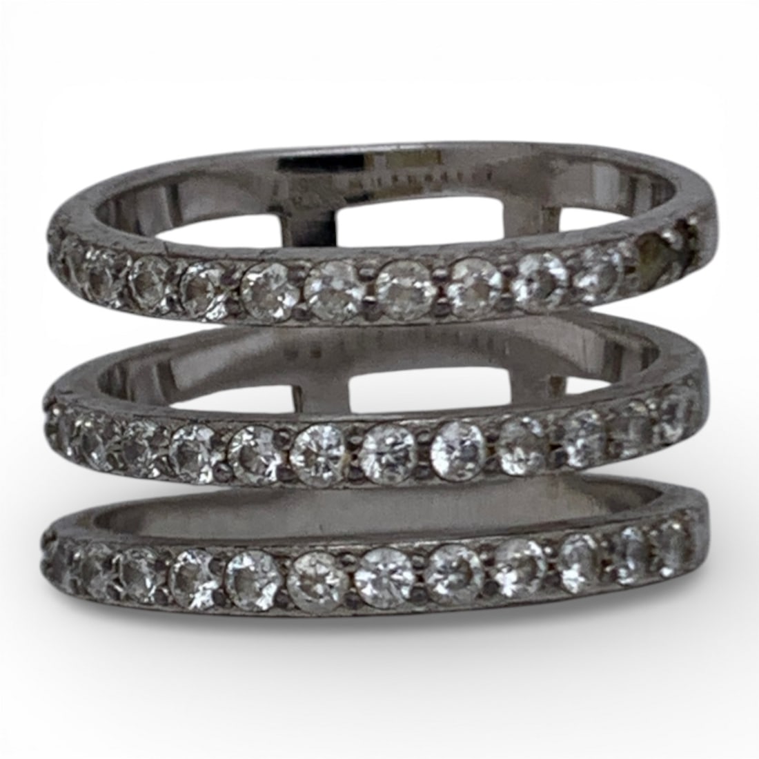 Sterling Silver Ring With Clear Stones - 5