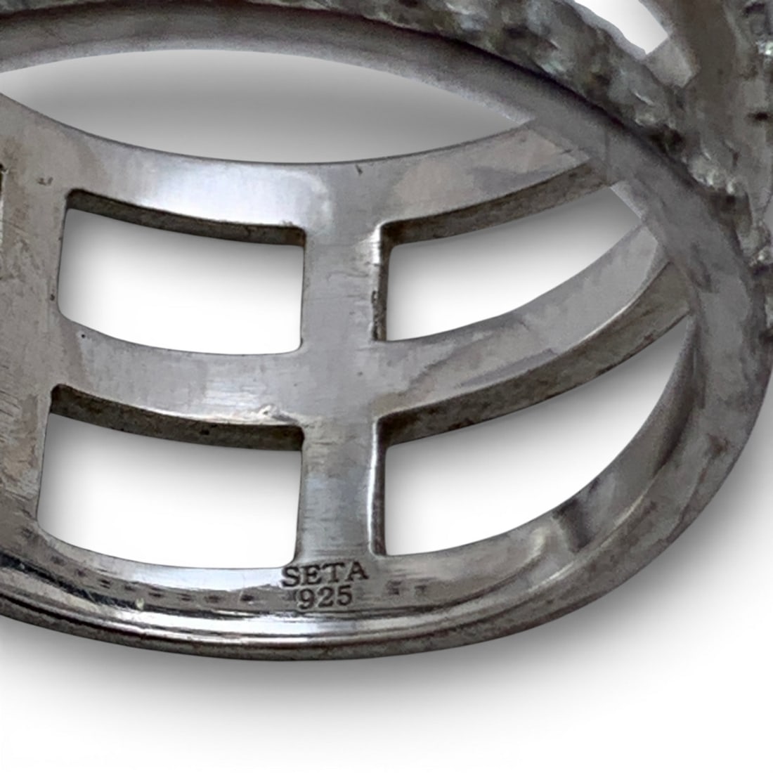 Sterling Silver Ring With Clear Stones - 6