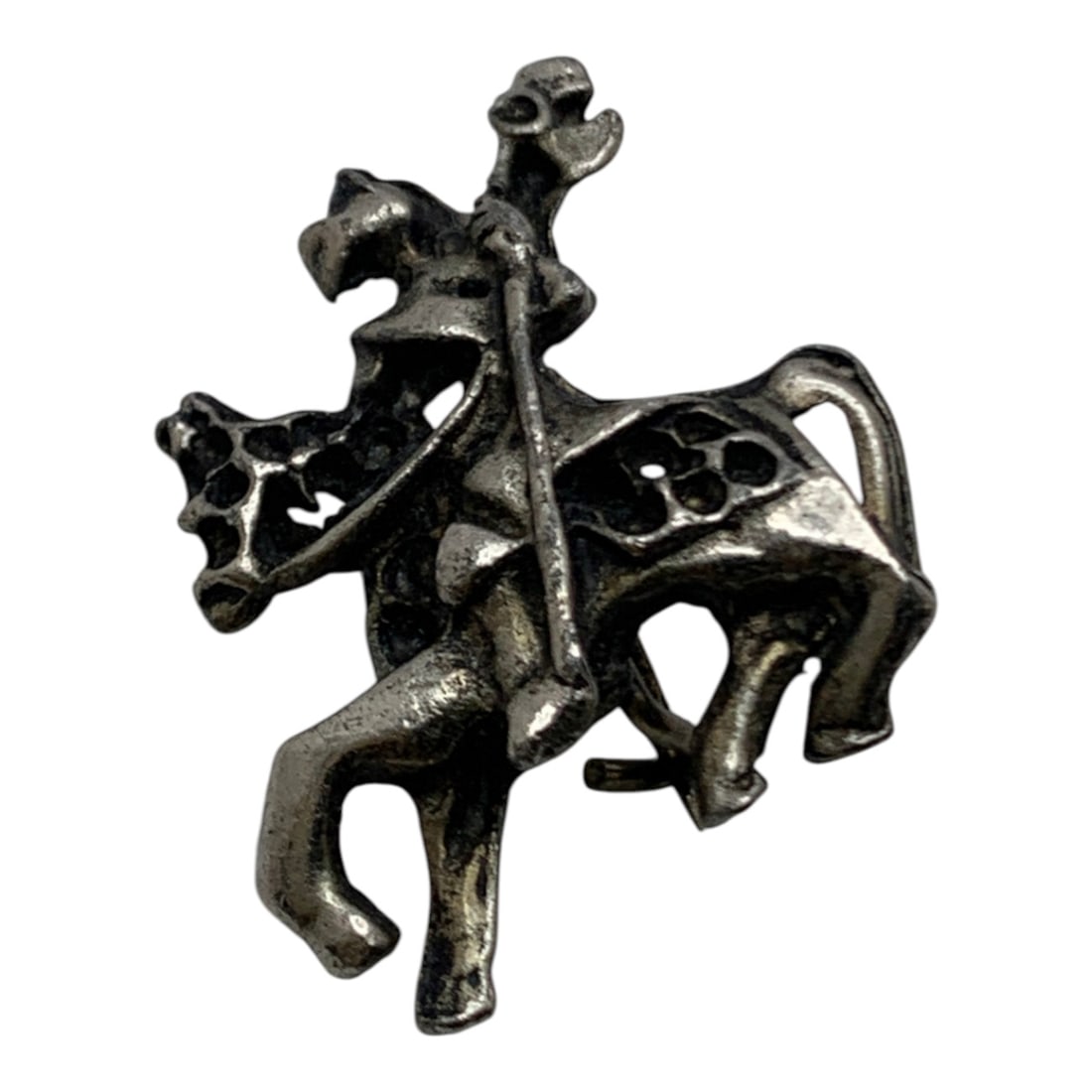 Silver Knight On Steed Pin: Tests Silver - 1" Long - 3.1 Grams