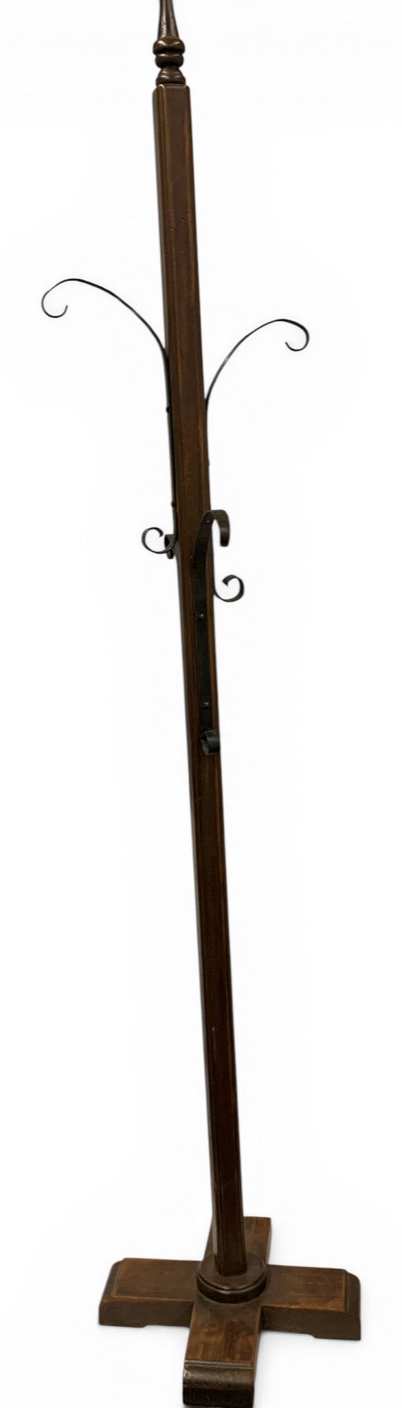 Hall Tree With Wrought Iron Hooks: 75" Tall.