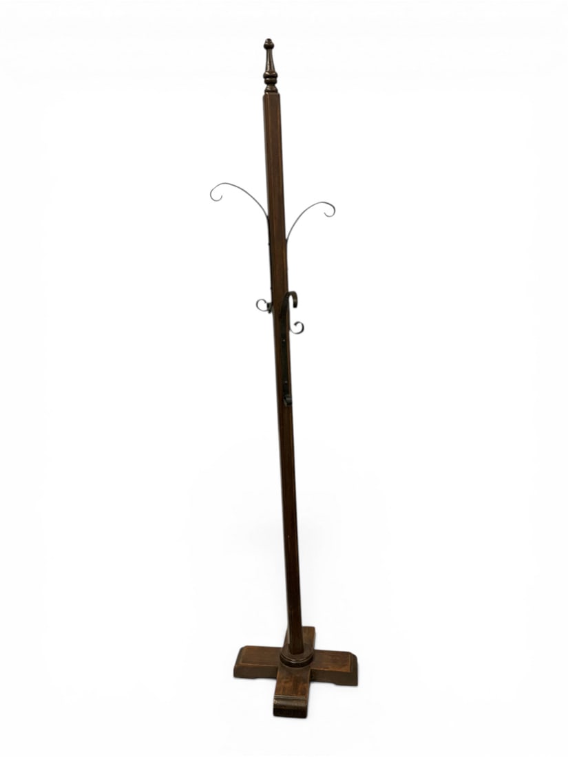 Hall Tree With Wrought Iron Hooks - 3
