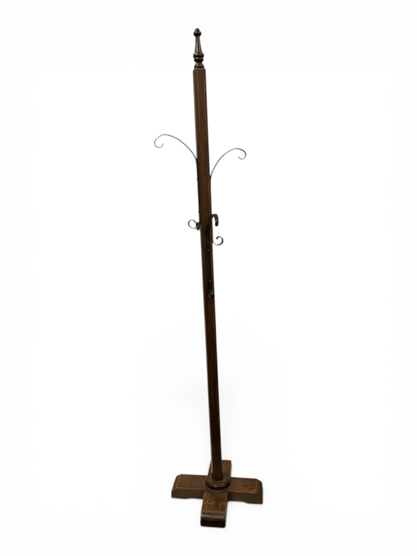 Hall Tree With Wrought Iron Hooks - 8