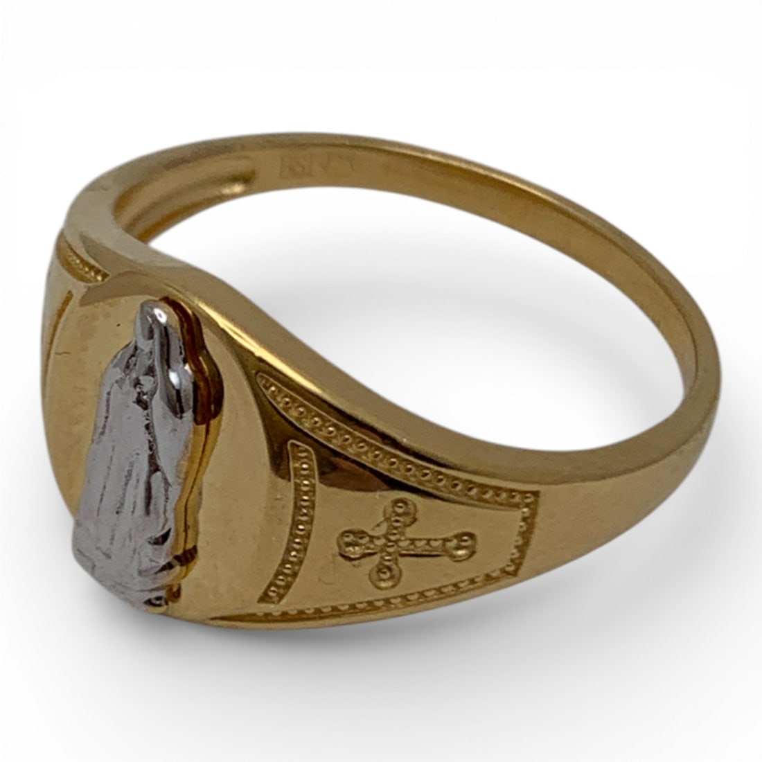 Sterling Silver Gold Tone Religious Ring - 3