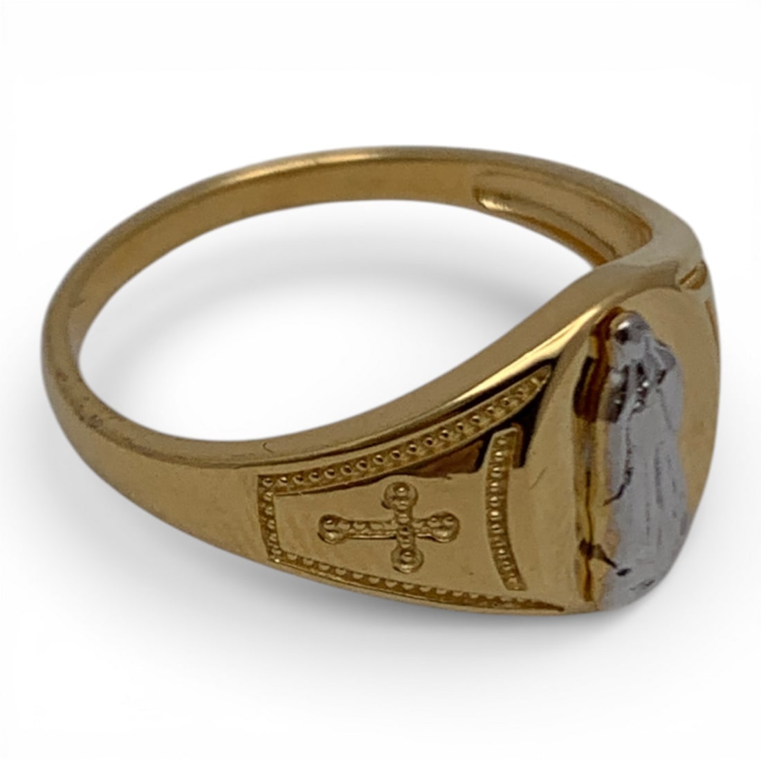 Sterling Silver Gold Tone Religious Ring - 4