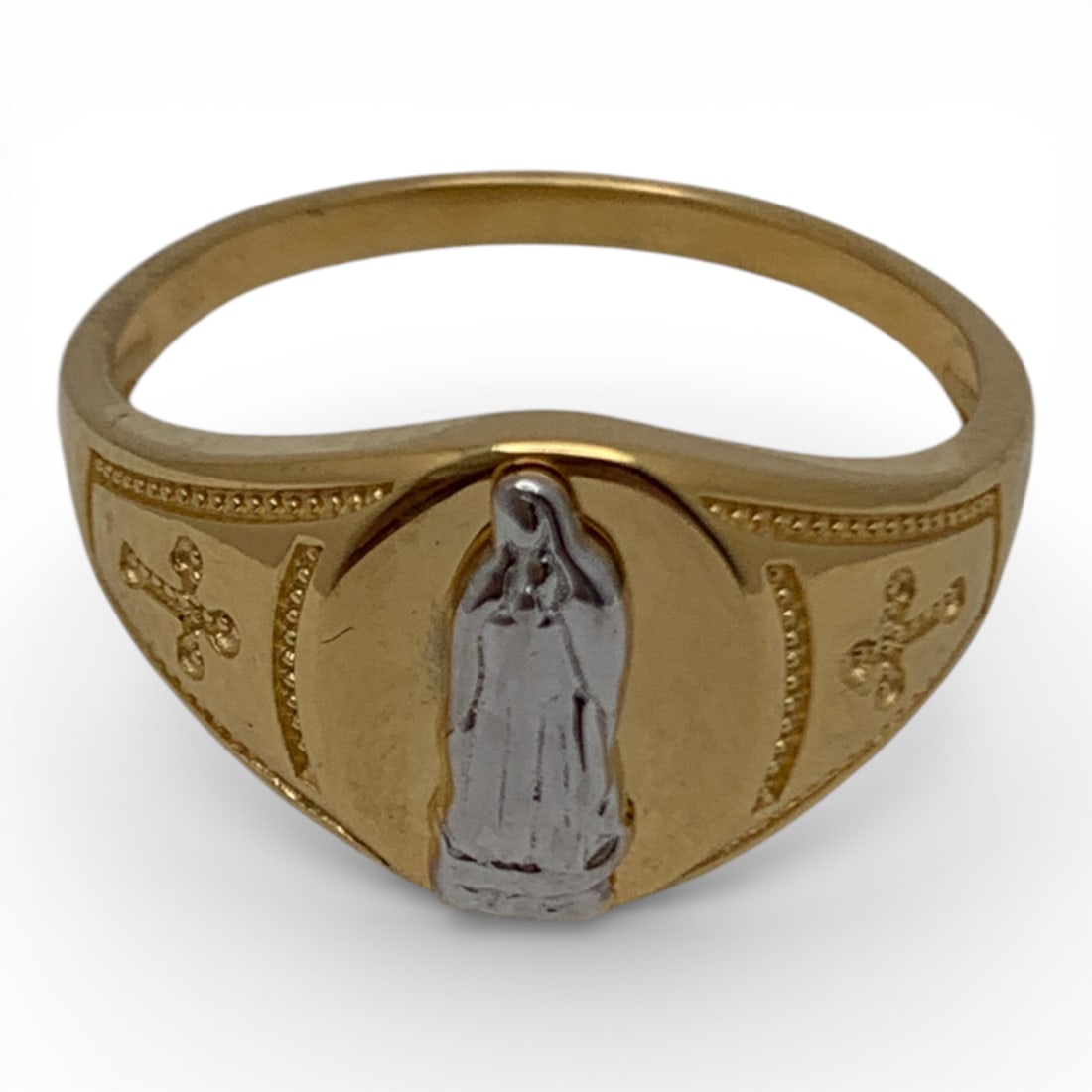 Sterling Silver Gold Tone Religious Ring - 5