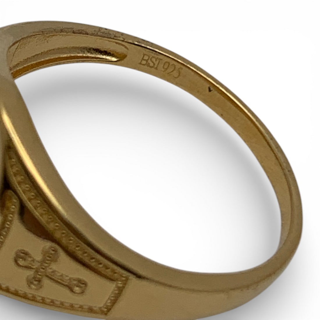 Sterling Silver Gold Tone Religious Ring - 6