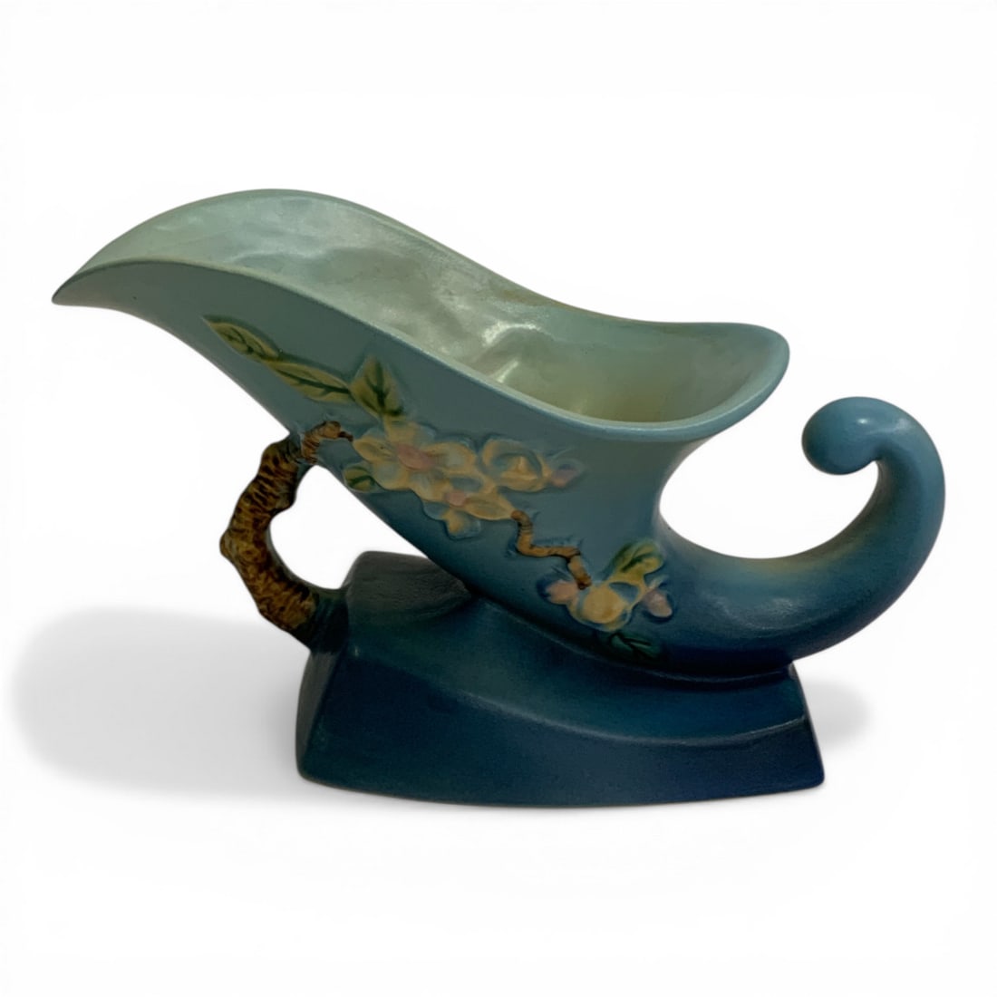 Roseville Pottery Apple Blossom Cornucopia Vase: Marked On Bottom: Roseville Usa, 323-8 - 8 3/4" Long