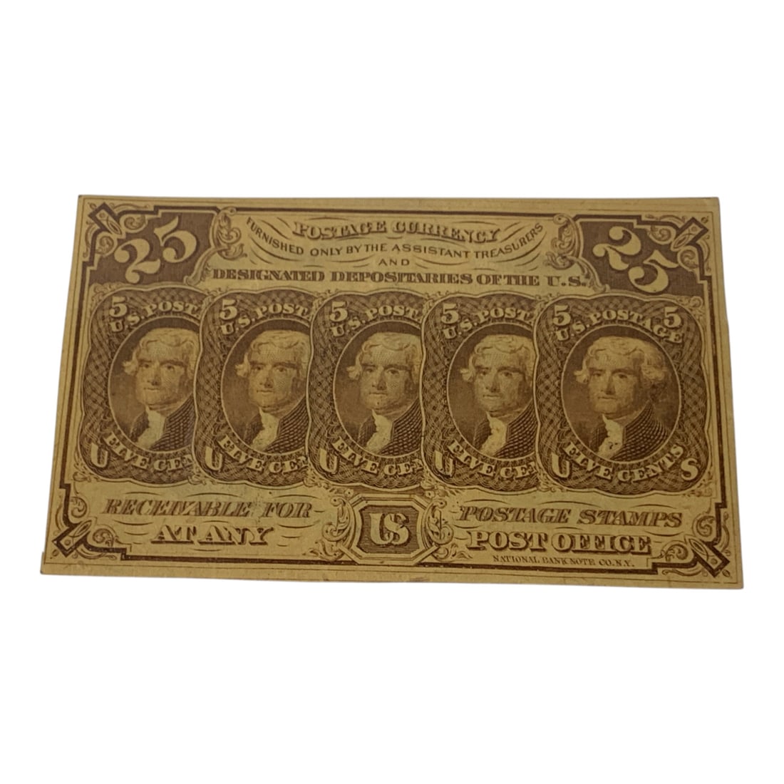 25 Cents Postage Currency Note, 1st Issue: See Photos