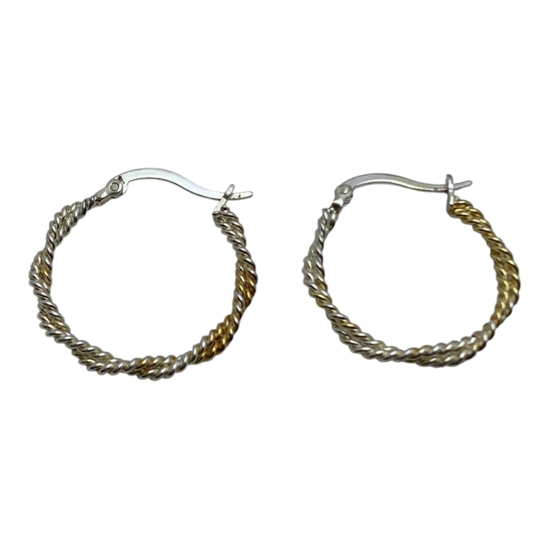Sterling Silver Hoop Earrings: Marked 925 - 1" Long - 3.0 Grams