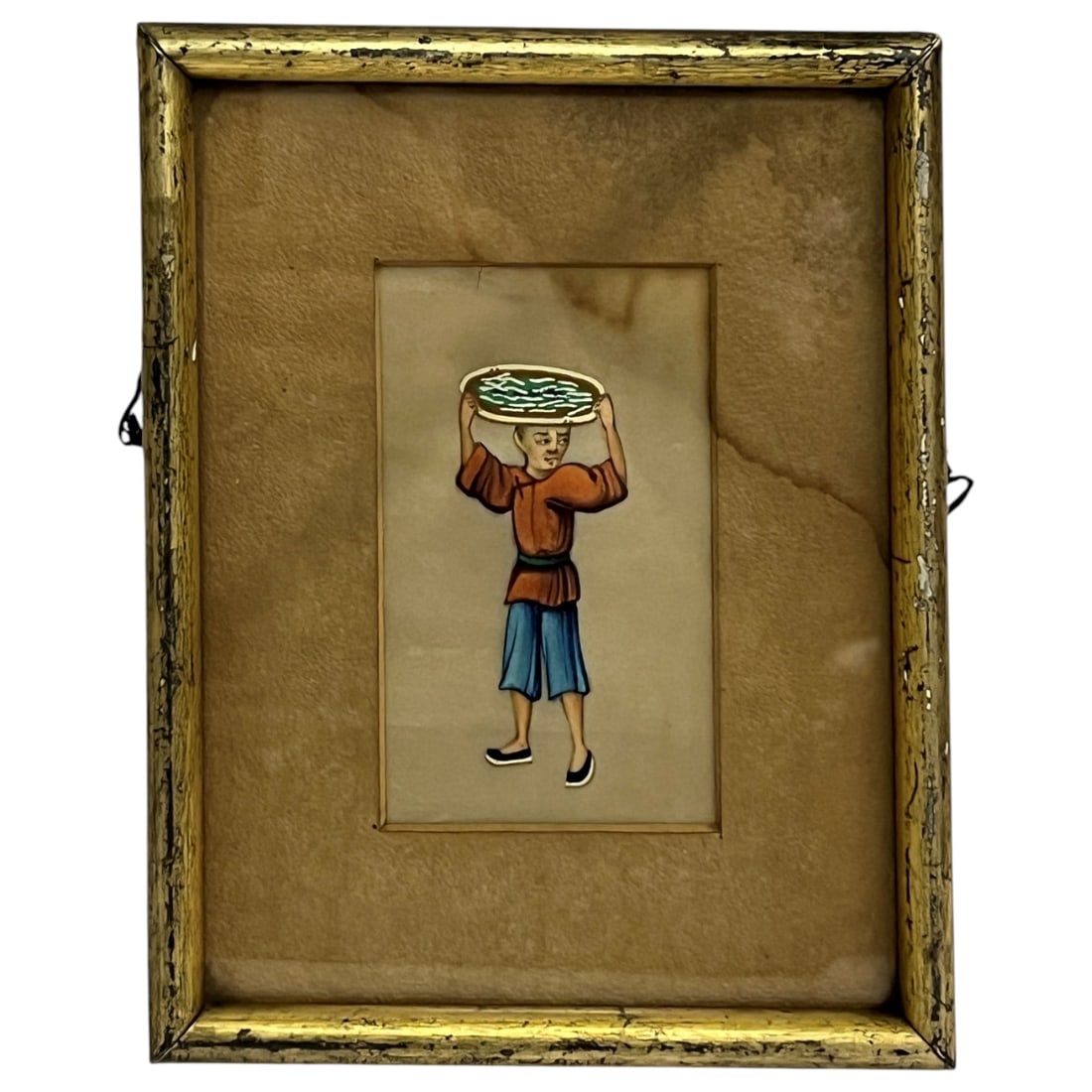 Framed Painting Of Man: Framed And Under Glass: 7" X 5.5".