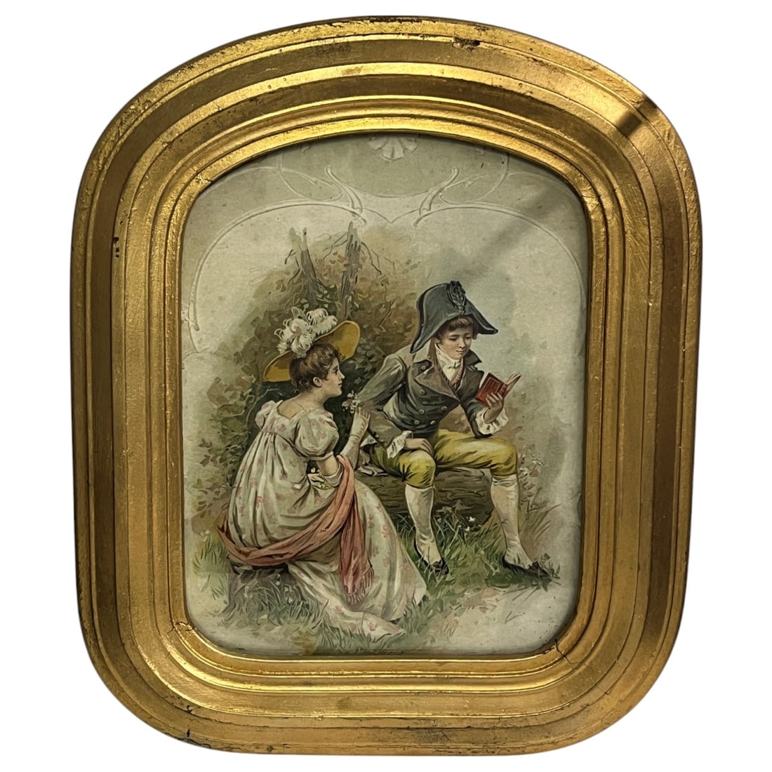 Framed Print In Gilt Frame: Framed And Under Glass: 12.5" X 10".