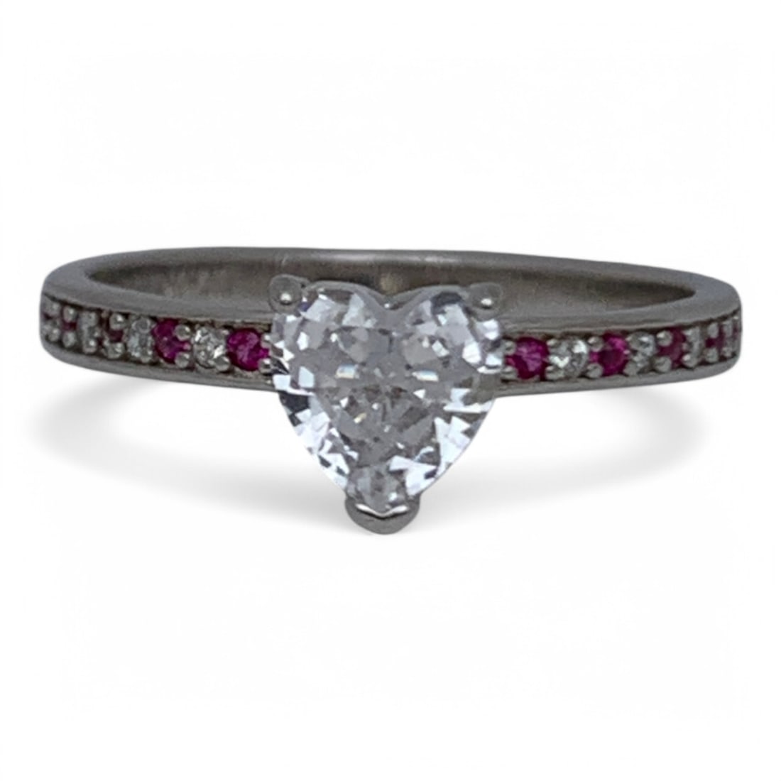 Sterling Silver Ring W Clear & Pink Stones: Marked 925 - Size 7 - 1.9 Grams