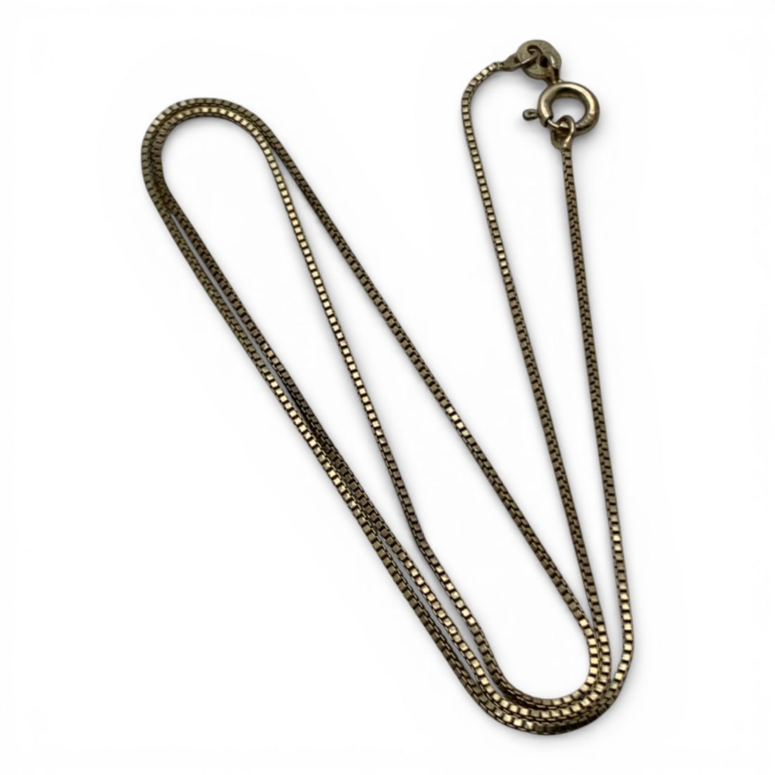 Sterling Gold Tone Box Chain Necklace: Marked 925 - 18" Long - 2.2 Grams