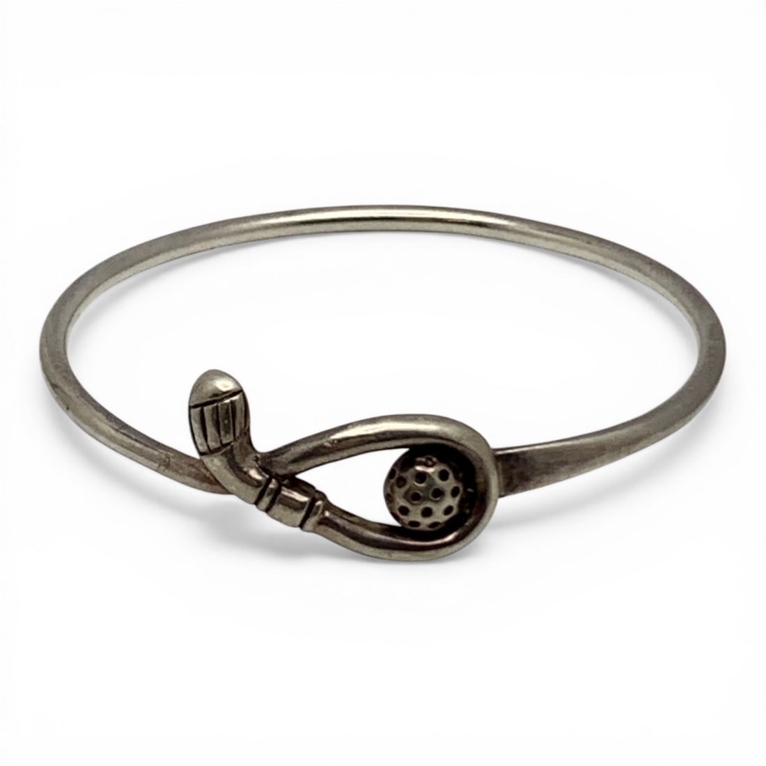 Sterling Silver Golf Theme Bangle Bracelet: Marked 925 - 2 5/8" Inside Width - 20.4 Grams