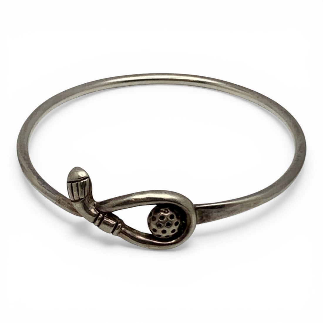 Sterling Silver Golf Theme Bangle Bracelet - 4