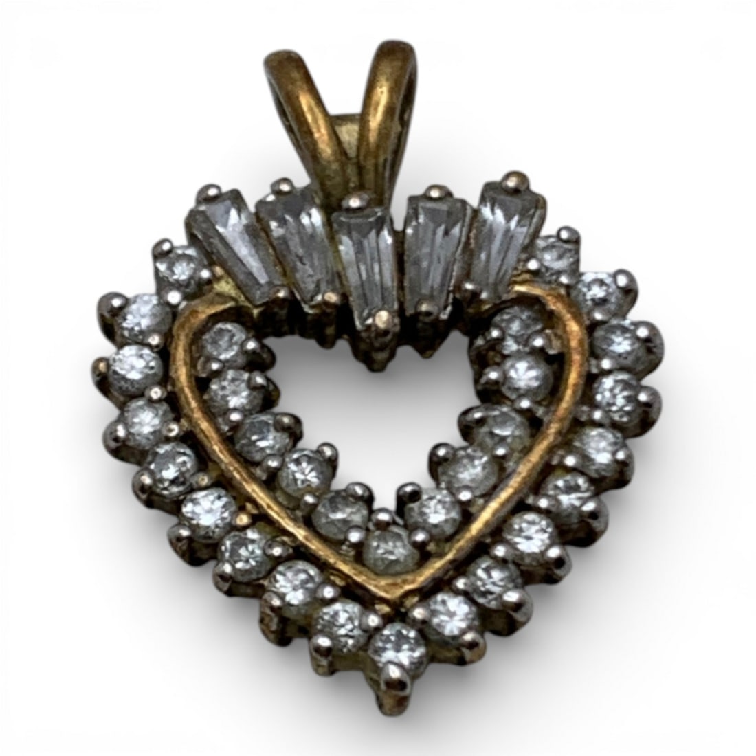 Sterling & Cubic Zirconia Gold Tone Heart Pendant (1 of 3)
