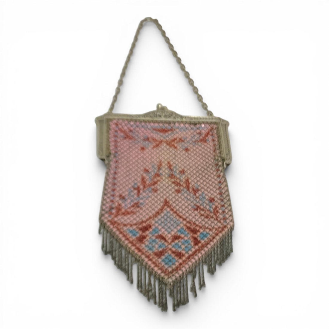 Mandalian Enameled Mesh Purse: Marked Mandalian Mfg Co - 7 1/4" Long