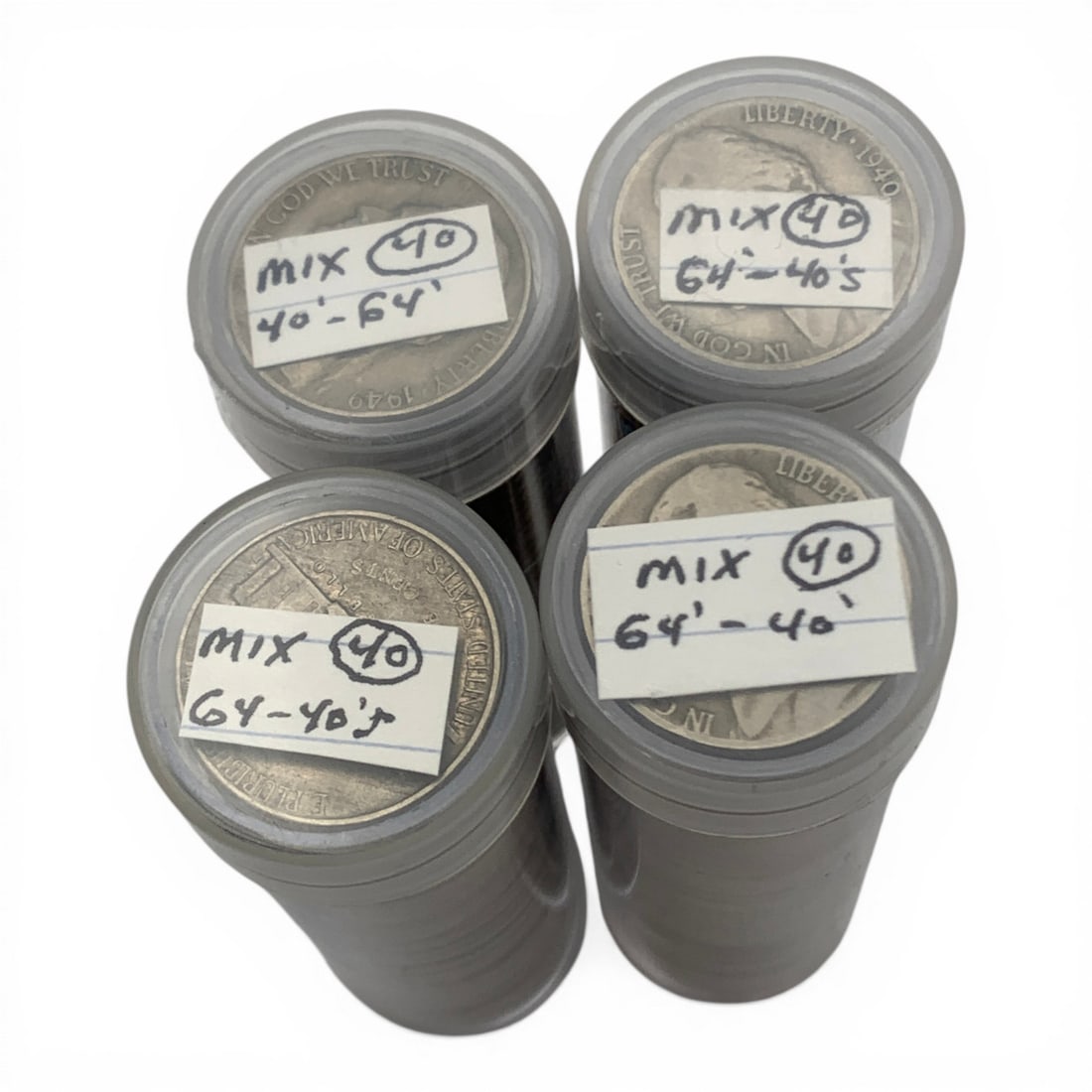 4 Rolls Of 40 1940-1964 Jefferson Nickels: See Photos