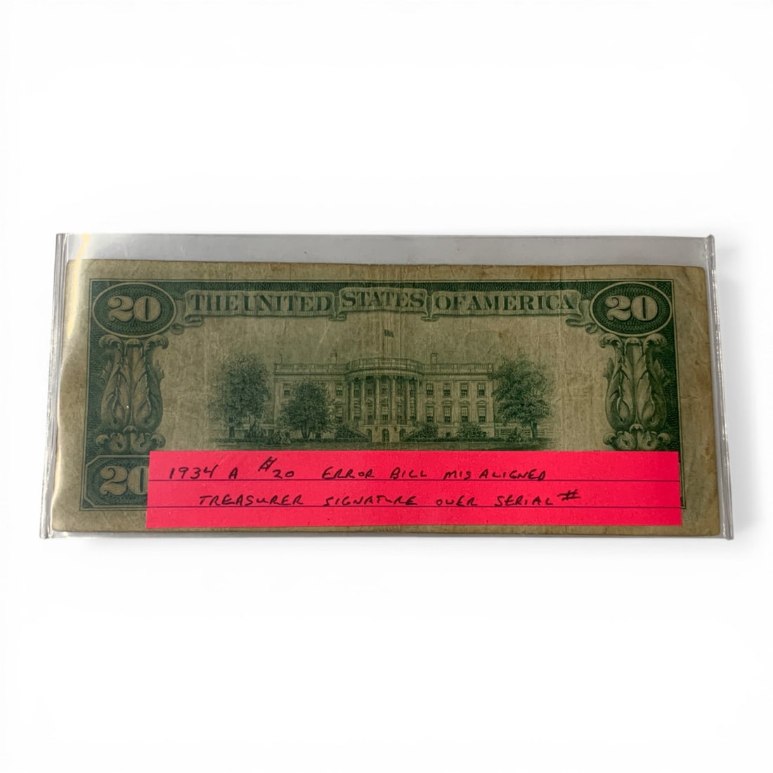 1934 A $20 Error Note, Misaligned - 2