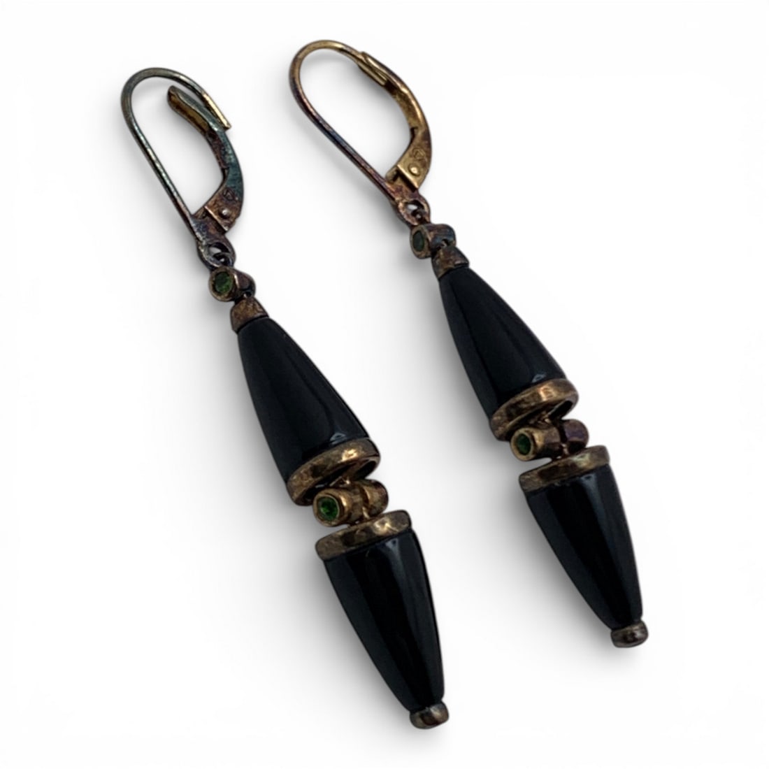 Sterling Silver Dangle Earrings With Stones: Marked 925 - 2 1/8" Long - 6.3 Grams