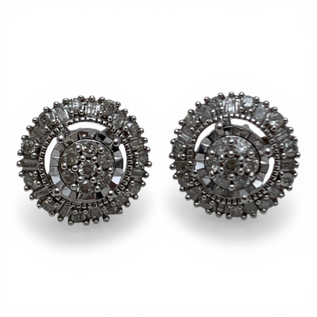 Sterling Silver & Diamond Earrings - 3
